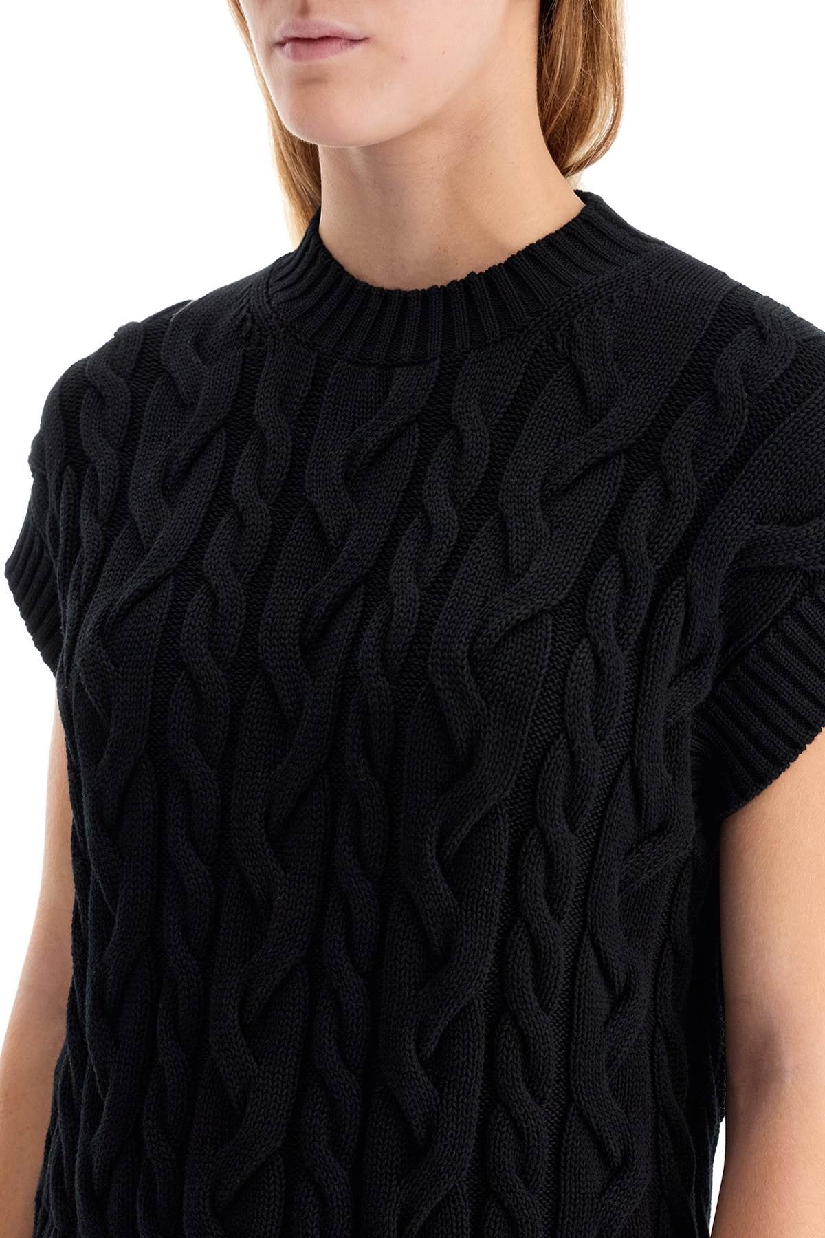 'S MAX MARA cotton cable knit vest with braided design