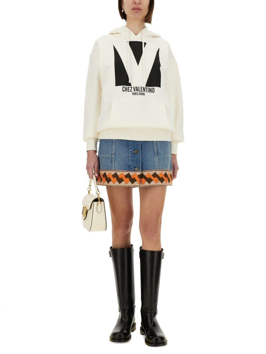 Valentino COTTON HOODIE WITH PRINT