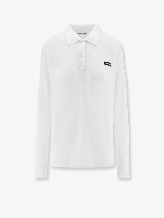 Miu Miu Cotton jersey polo shirt with logo patch