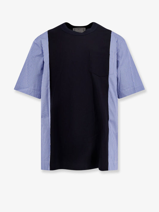 SACAI Cotton jersey T-shirt with popeline inserts