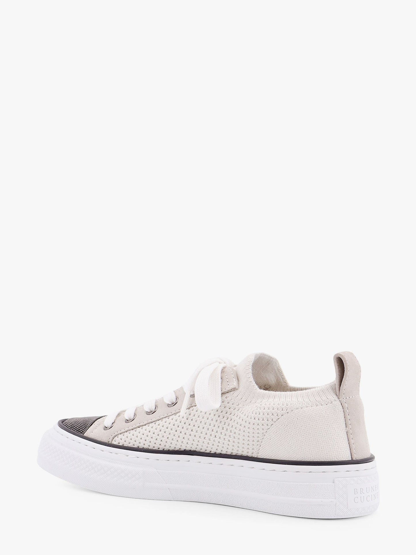 Brunello Cucinelli Cotton knit and suede sneakers with precious toe