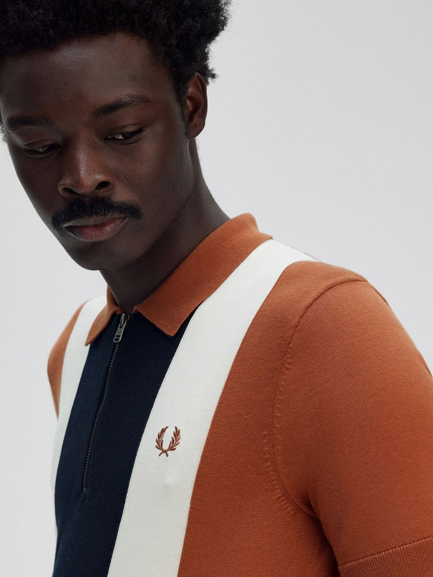 FRED PERRY Cotton knit polo shirt with striped motif