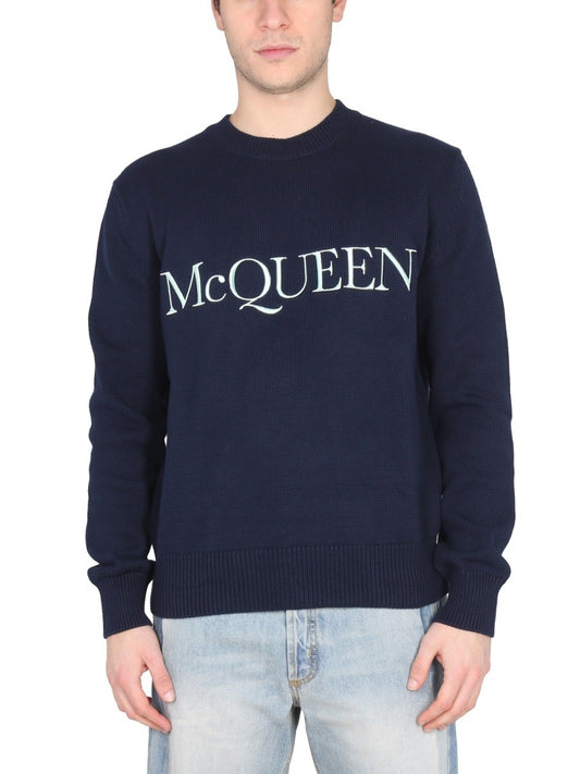 Alexander Mcqueen COTTON LOGO EMBROIDERY JERSEY