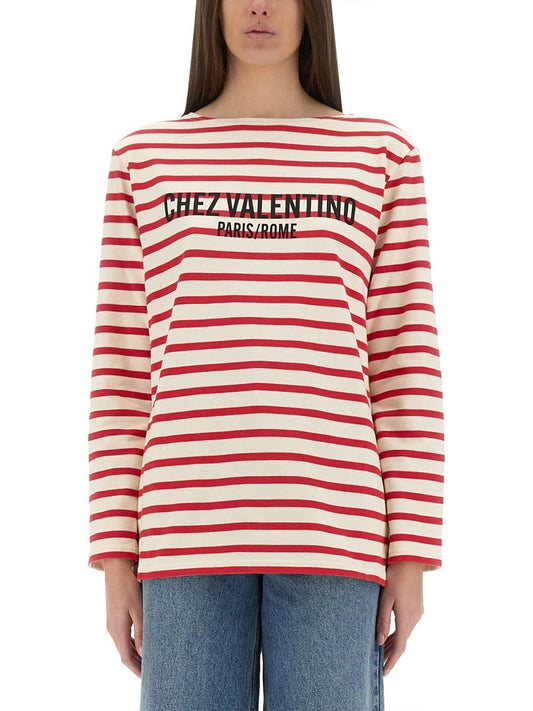 Valentino COTTON LONG SLEEVE T-SHIRT WITH PRINT
