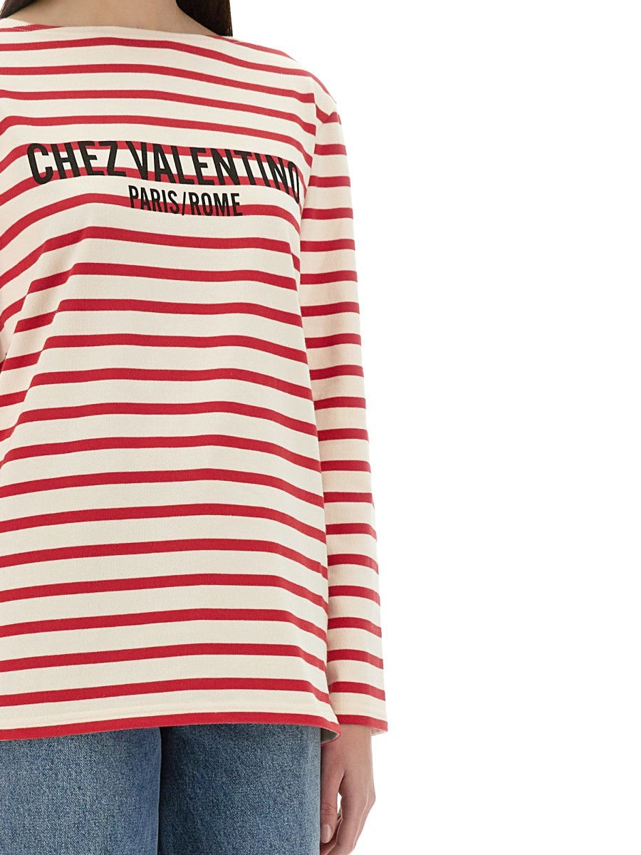 Valentino COTTON LONG SLEEVE T-SHIRT WITH PRINT