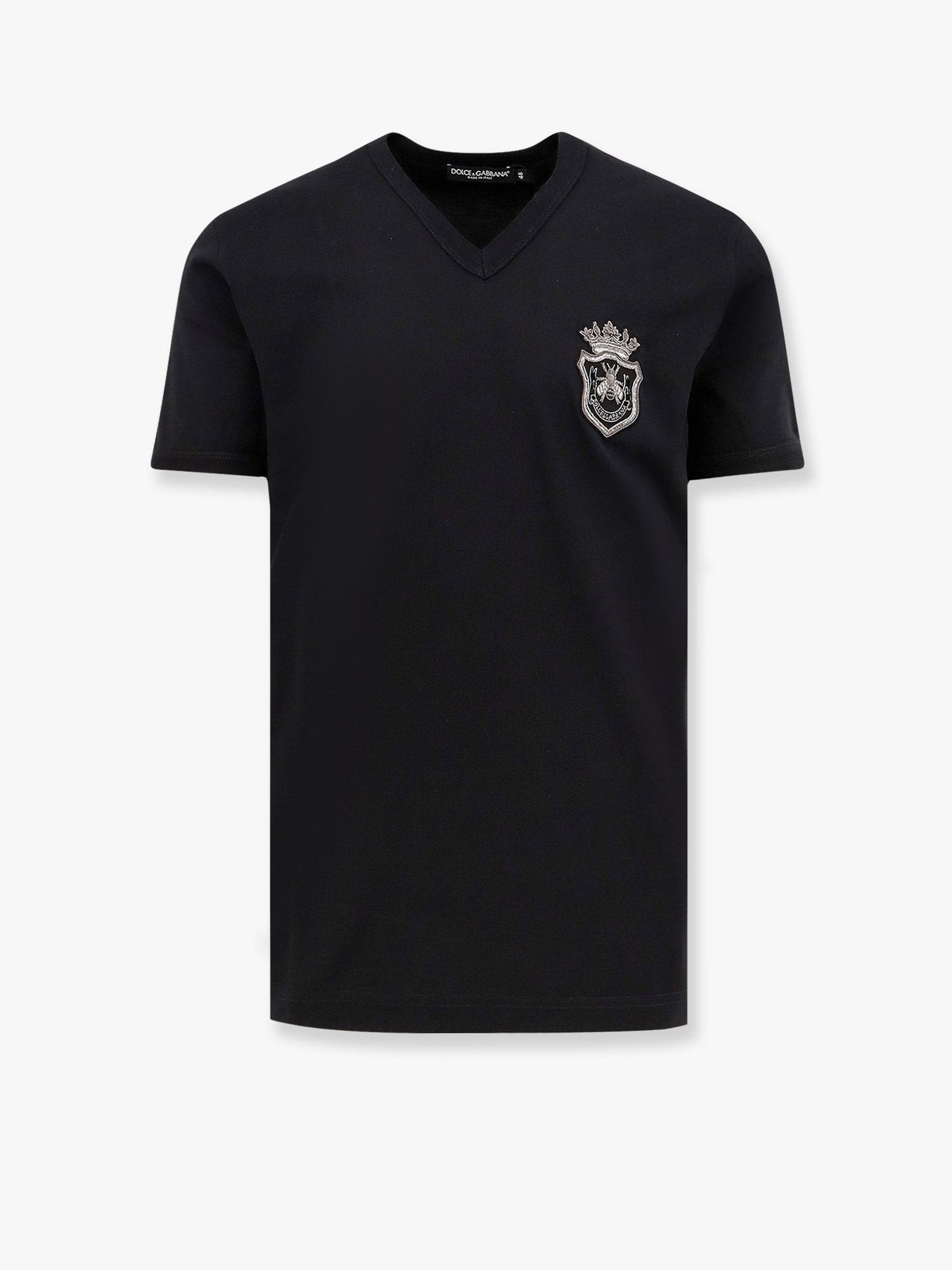 DOLCE e GABBANA Cotton t-shirt with hand-embroidered patch