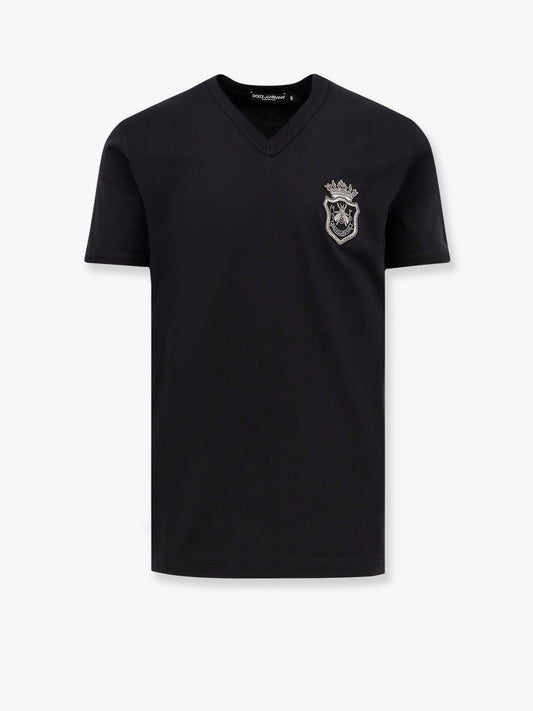 DOLCE e GABBANA Cotton t-shirt with hand-embroidered patch