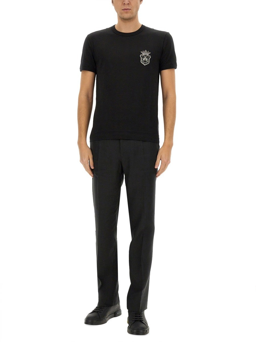 Dolce & Gabbana COTTON T-SHIRT WITH HERALDIC PATCH