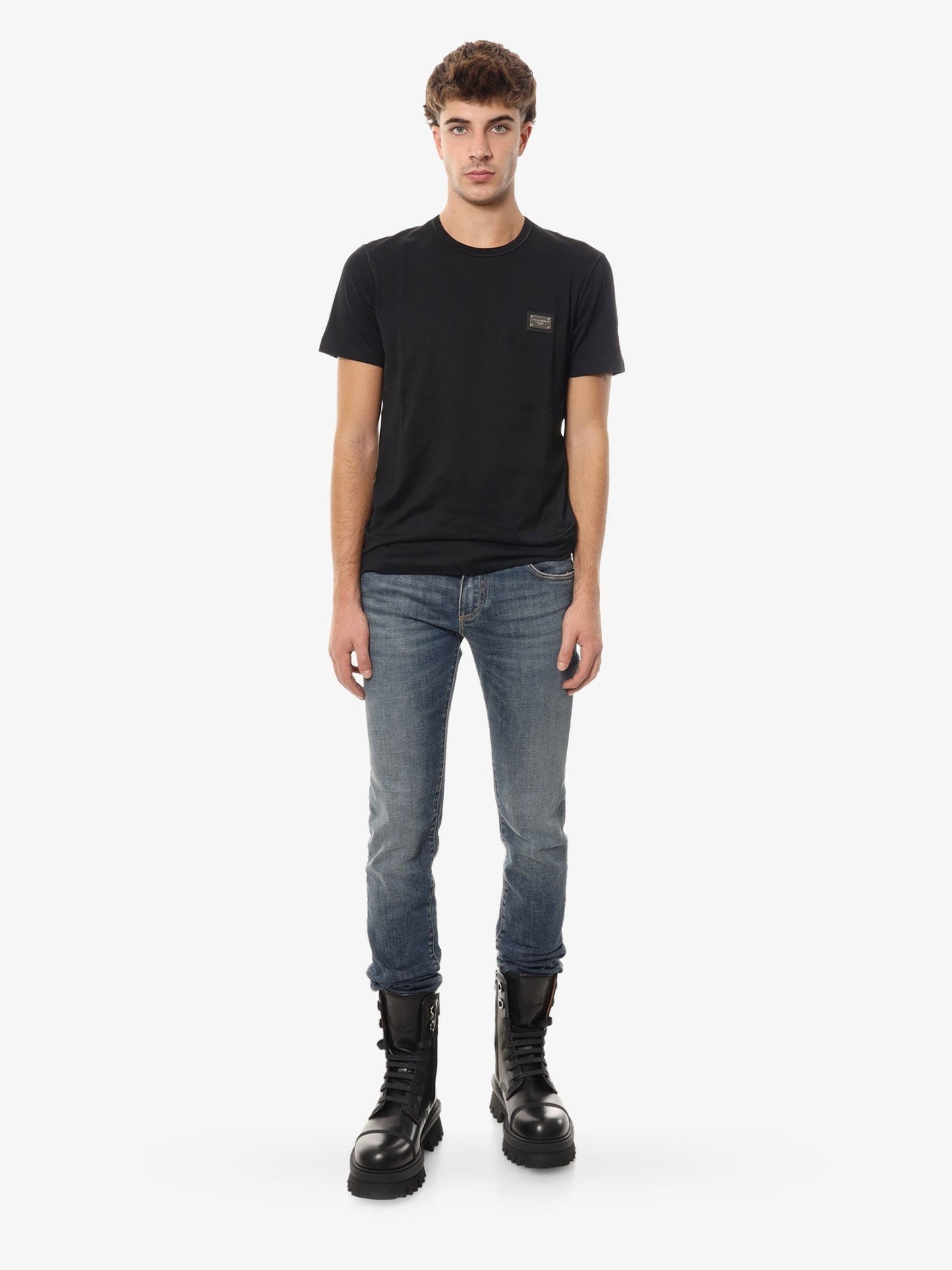 Dolce & Gabbana Cotton t-shirt with metal logo patch