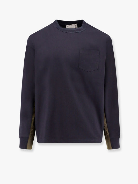 SACAI Cotton t-shirt with nylon insert
