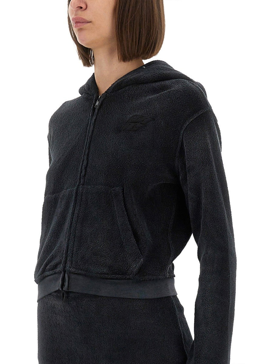 Alexander Wang COTTON TERRY SWEATSHIRT WITH ZIPPER