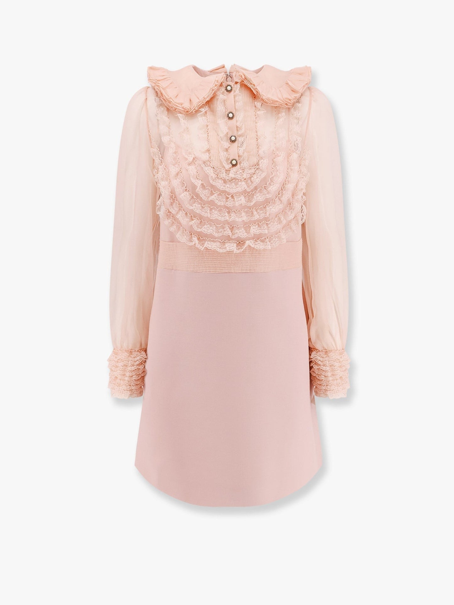 Valentino Couture crepe dress with laces profiles