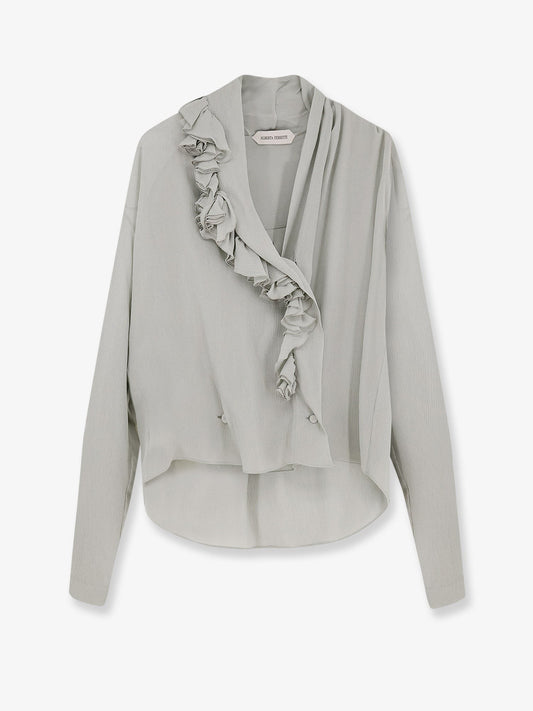 alberta ferretti Crepe shirt with rouches