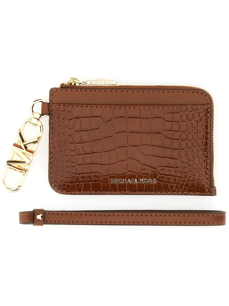 MICHAEL BY MICHAEL KORS CROCODILE PRINT LEATHER CARD CASE