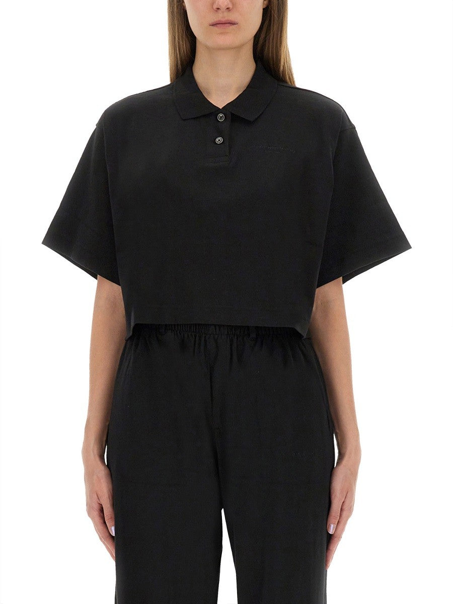 Alexander Wang CROPPED JERSEY POLO SHIRT