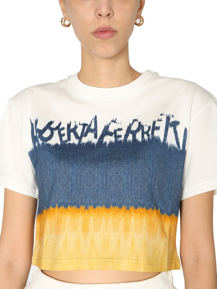 alberta ferretti CROPPED PRINTED T-SHIRT