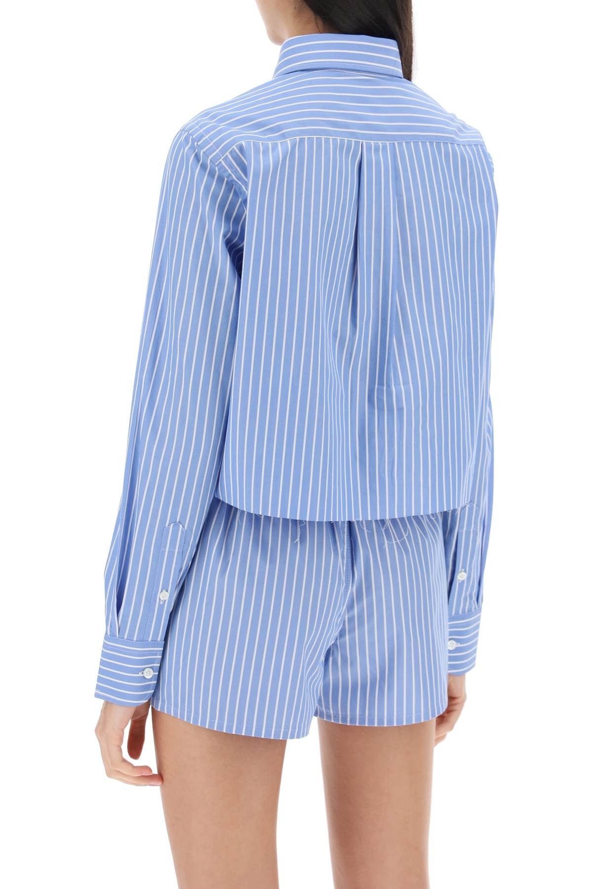 HOMME GIRLS cropped striped poplin shirt