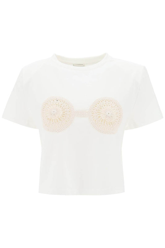 MAGDA BUTRYM cropped t-shirt with crochet insert