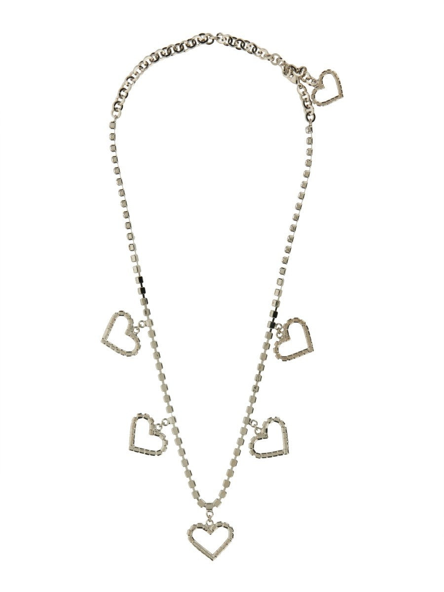 ALESSANDRA RICH CRYSTAL NECKLACE WITH HEART PENDANTS