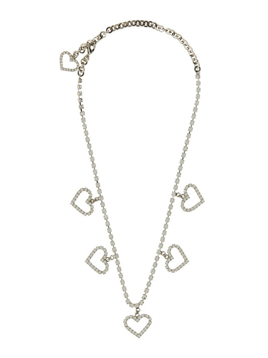 ALESSANDRA RICH CRYSTAL NECKLACE WITH HEART PENDANTS