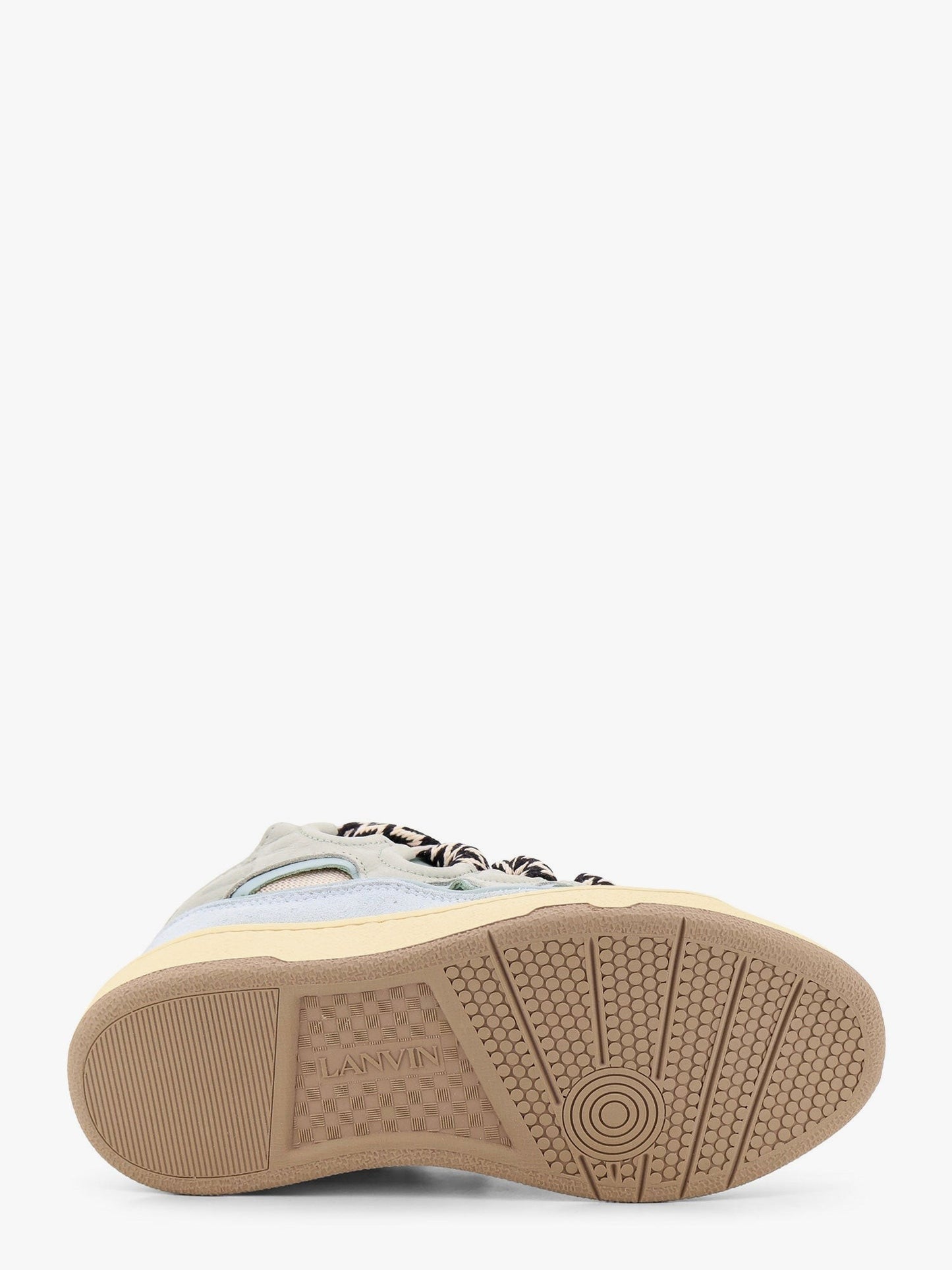 LANVIN PARIS Curb leather sneakers with mesh inserts