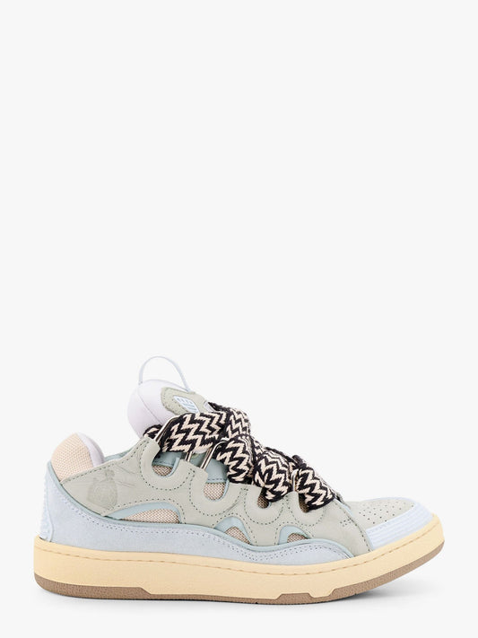 LANVIN PARIS Curb leather sneakers with mesh inserts