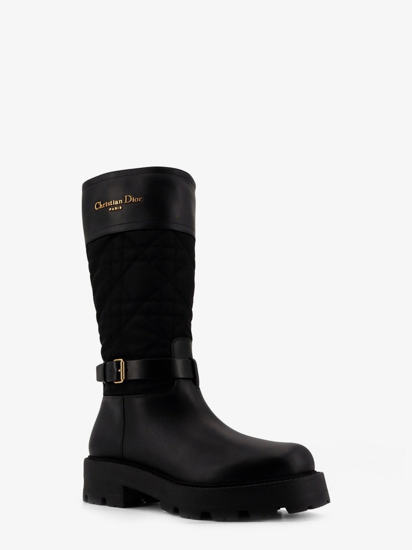 Dior D-Town leather and technical fabric with Cannage motif boots