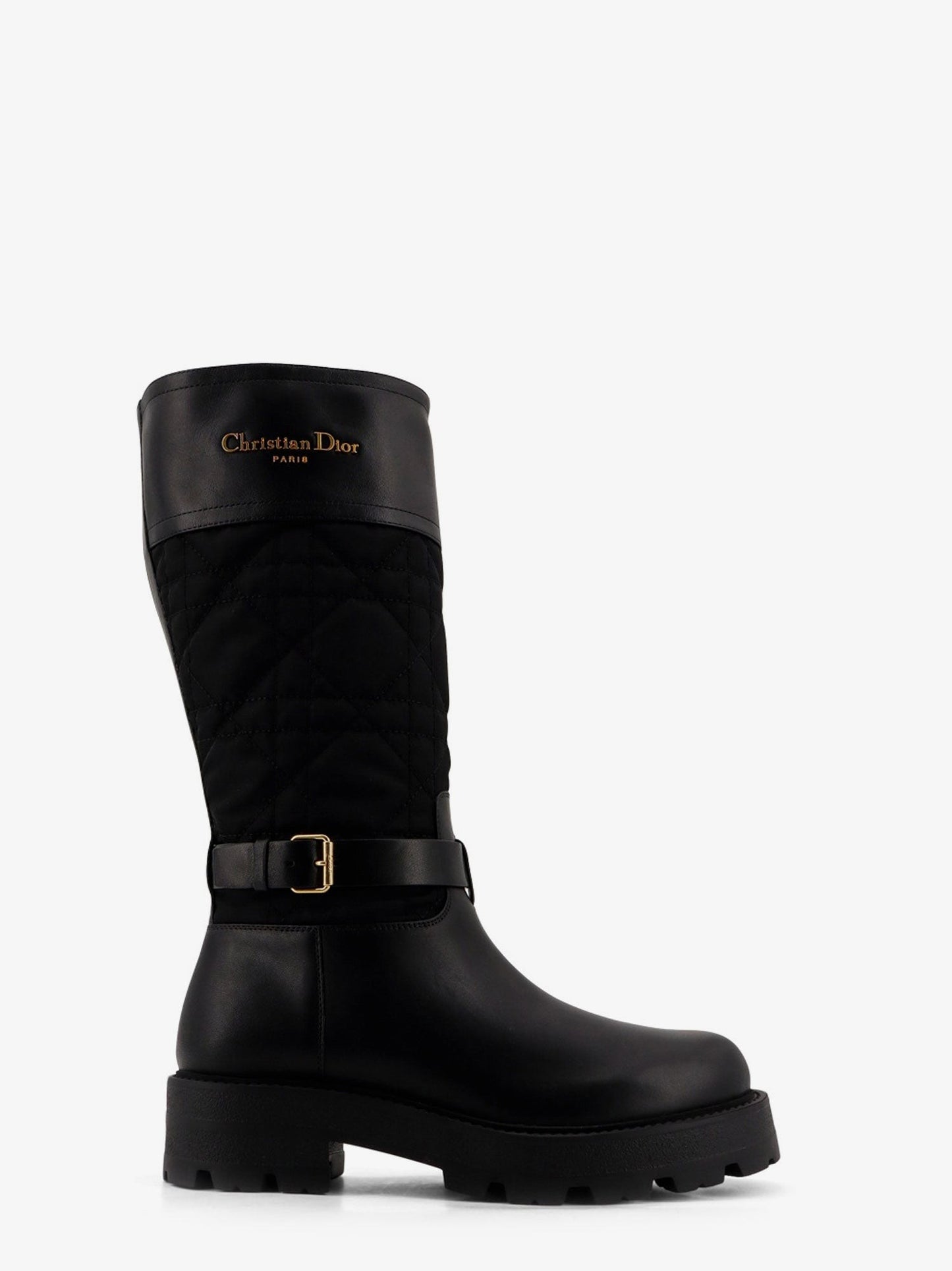 Dior D-Town leather and technical fabric with Cannage motif boots