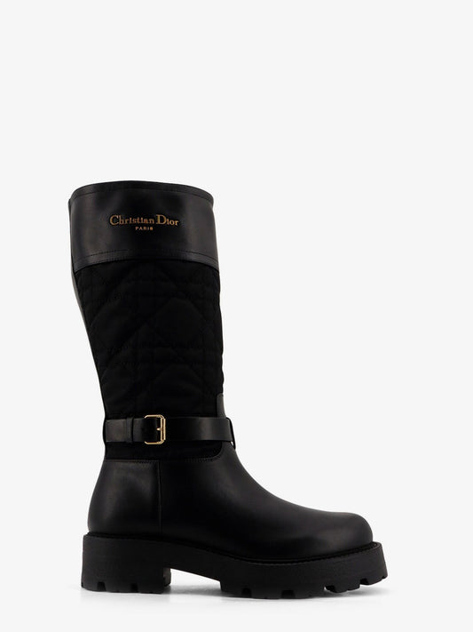 Dior D-Town leather and technical fabric with Cannage motif boots