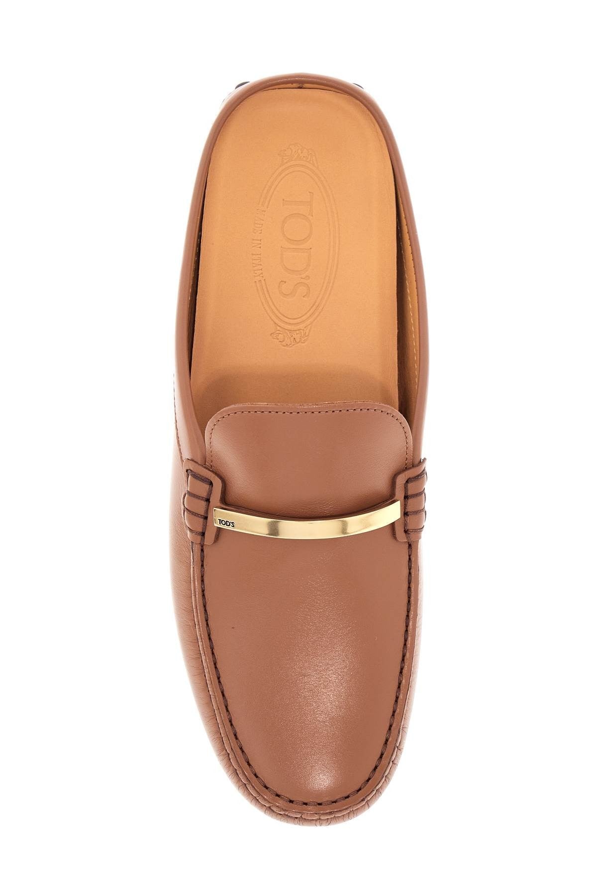 TOD'S dark brown calfskin slip-on with metal detail