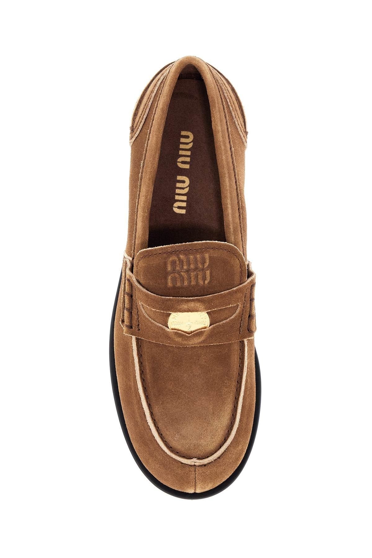 Miu Miu delavé suede leather penny loafers