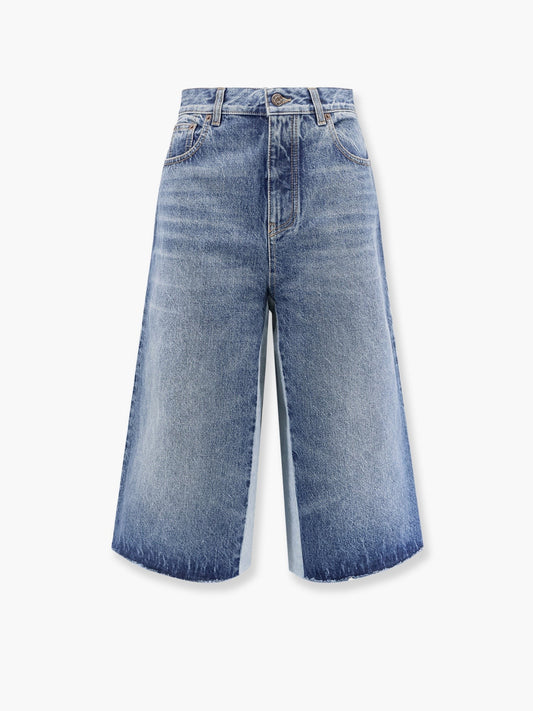 CHLOE' Denim bermuda shorts with back logo patch