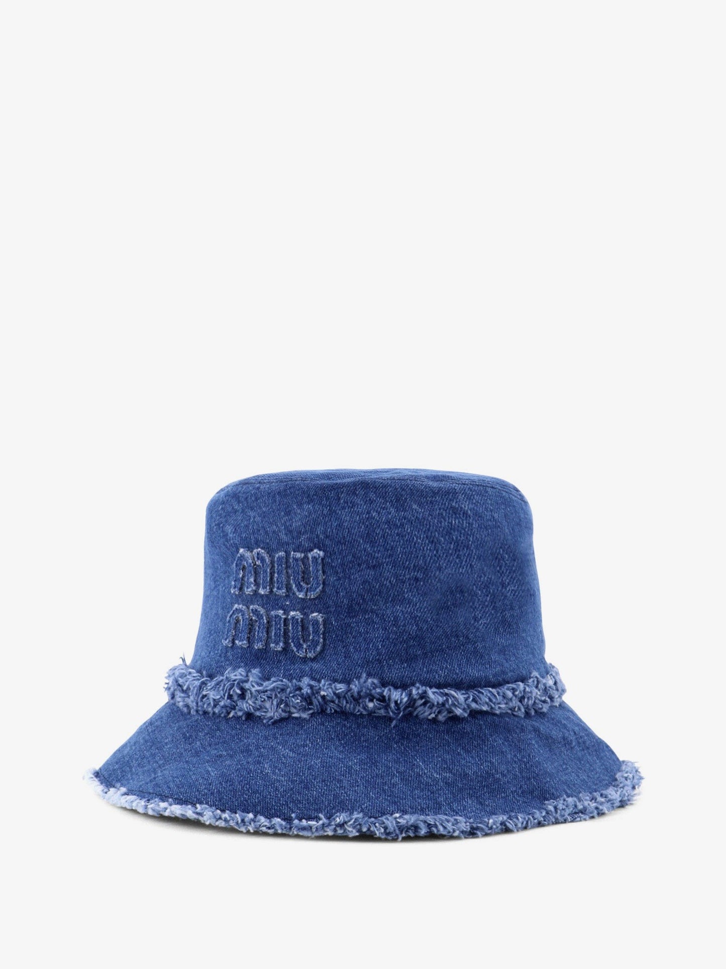 Miu Miu Denim cloche with logo patch