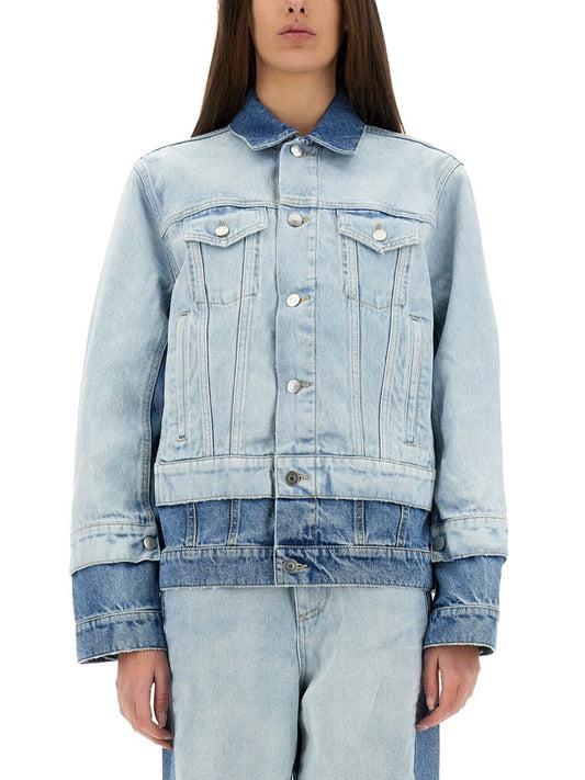 stella mccartney DENIM JACKET WITH CONTRASTING PANEL