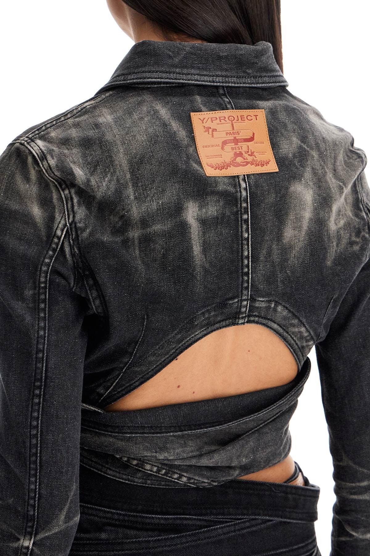 Y PROJECT denim jacket with criss-cross belt