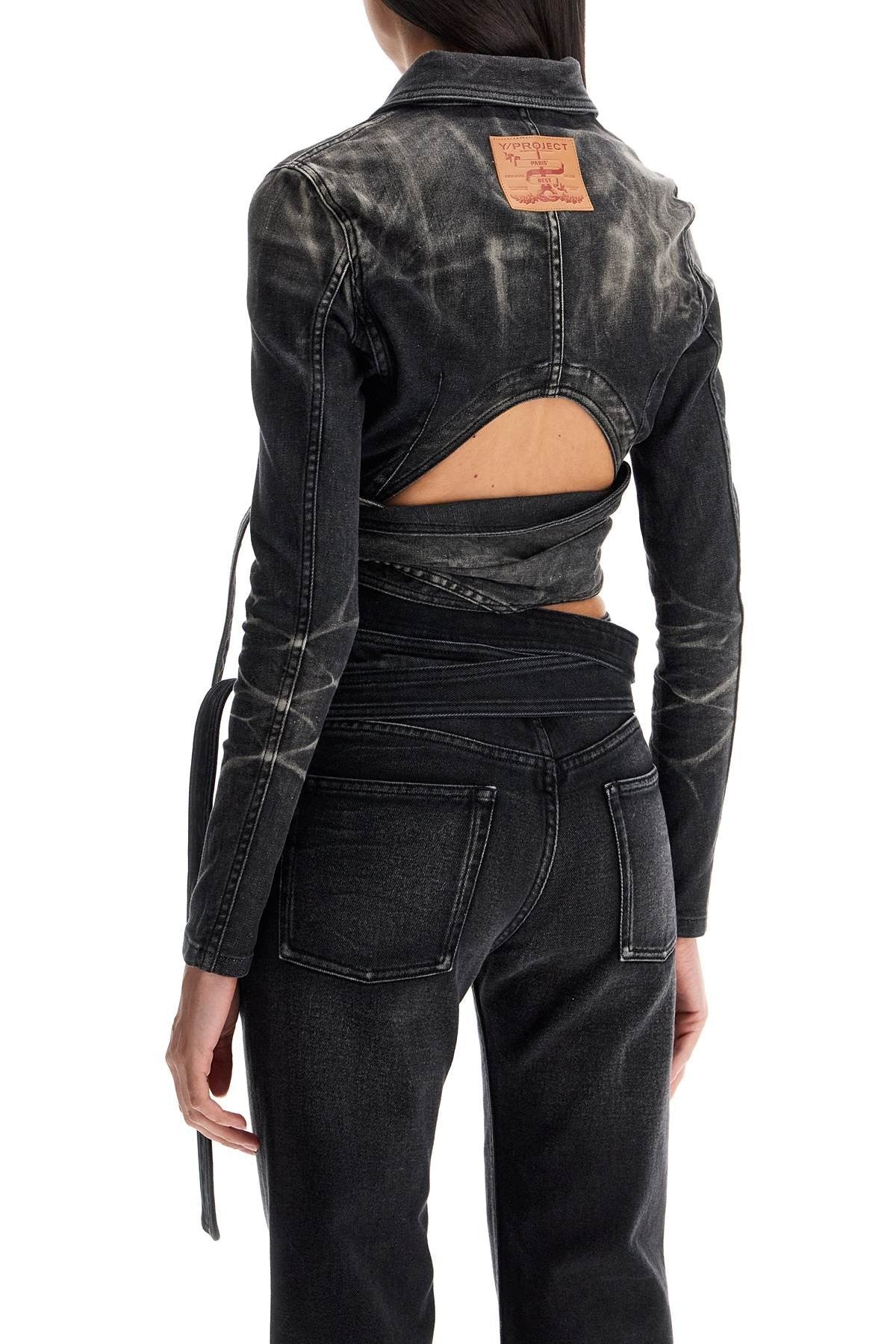 Y PROJECT denim jacket with criss-cross belt