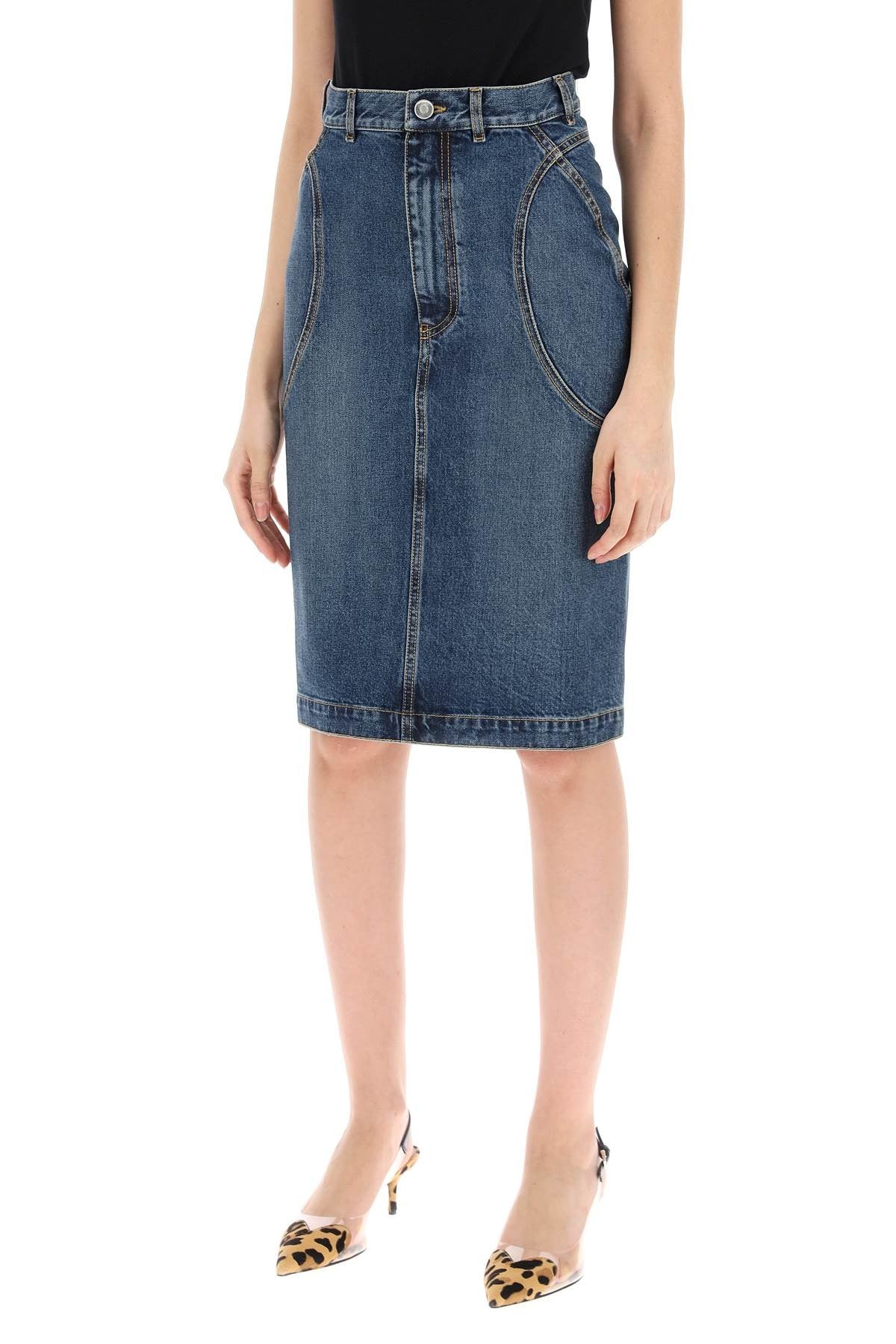 TOTEME denim midi skirt in seven