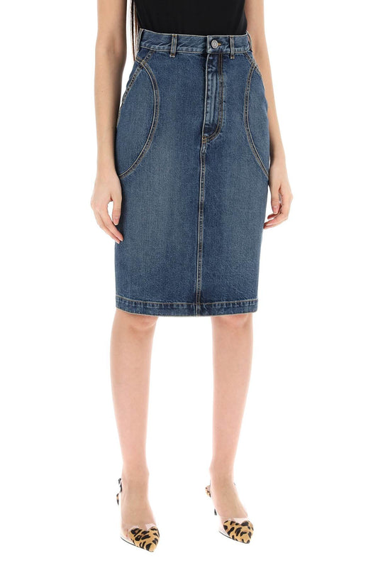 TOTEME denim midi skirt in seven