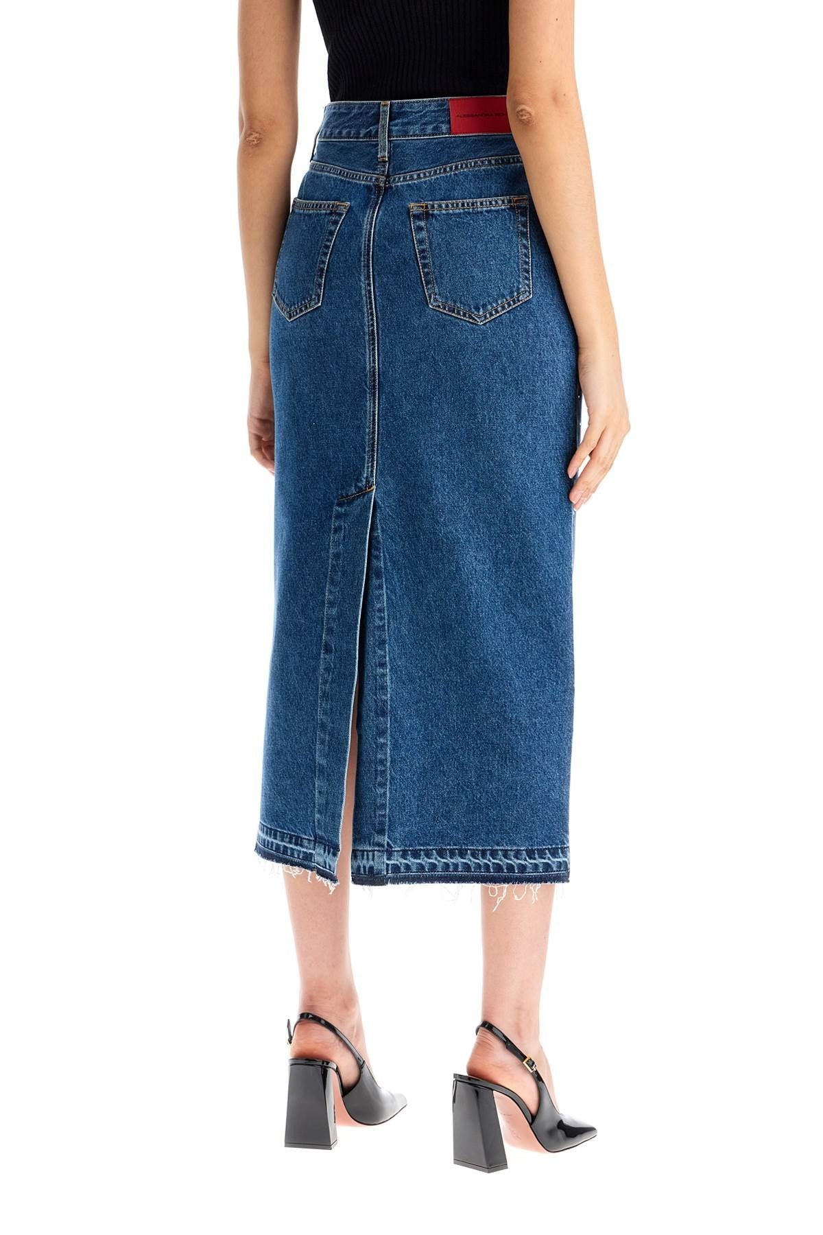 ALESSANDRA RICH 'denim midi skirt with rhin