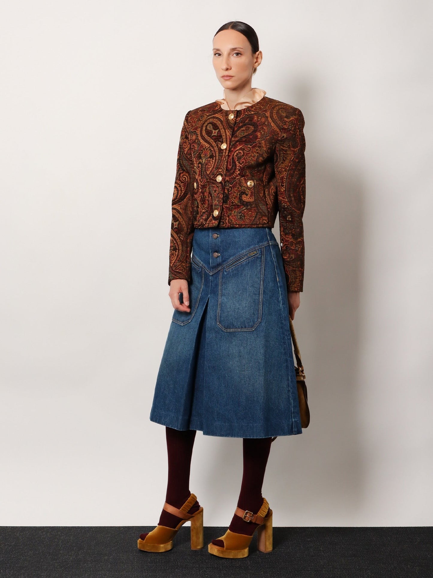CHLOE' Denim midi skirt
