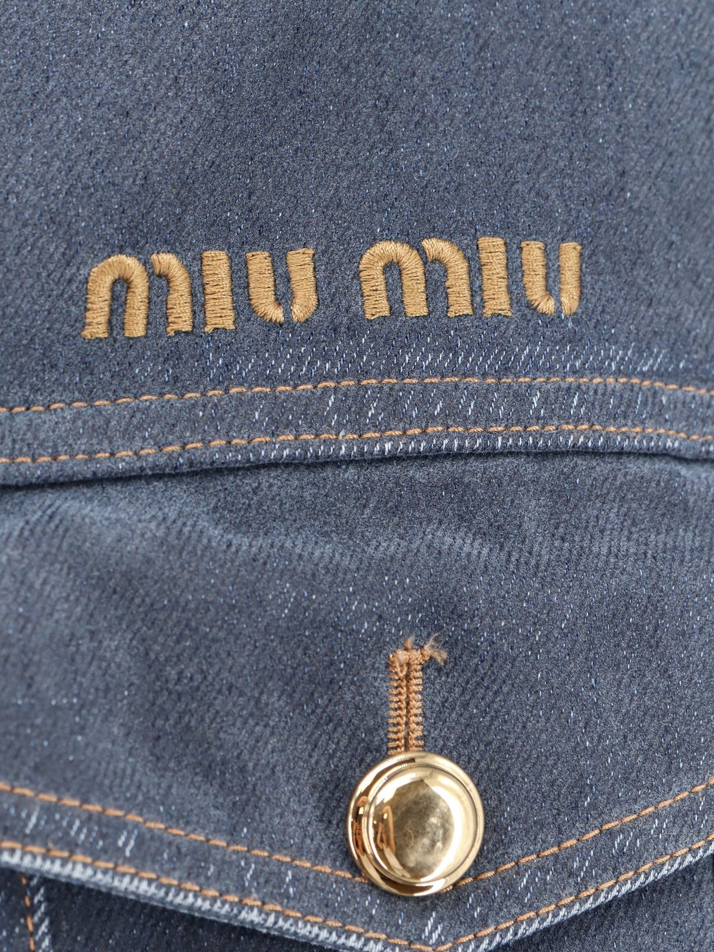 Miu Miu Denim padded jacket with corduroy collar