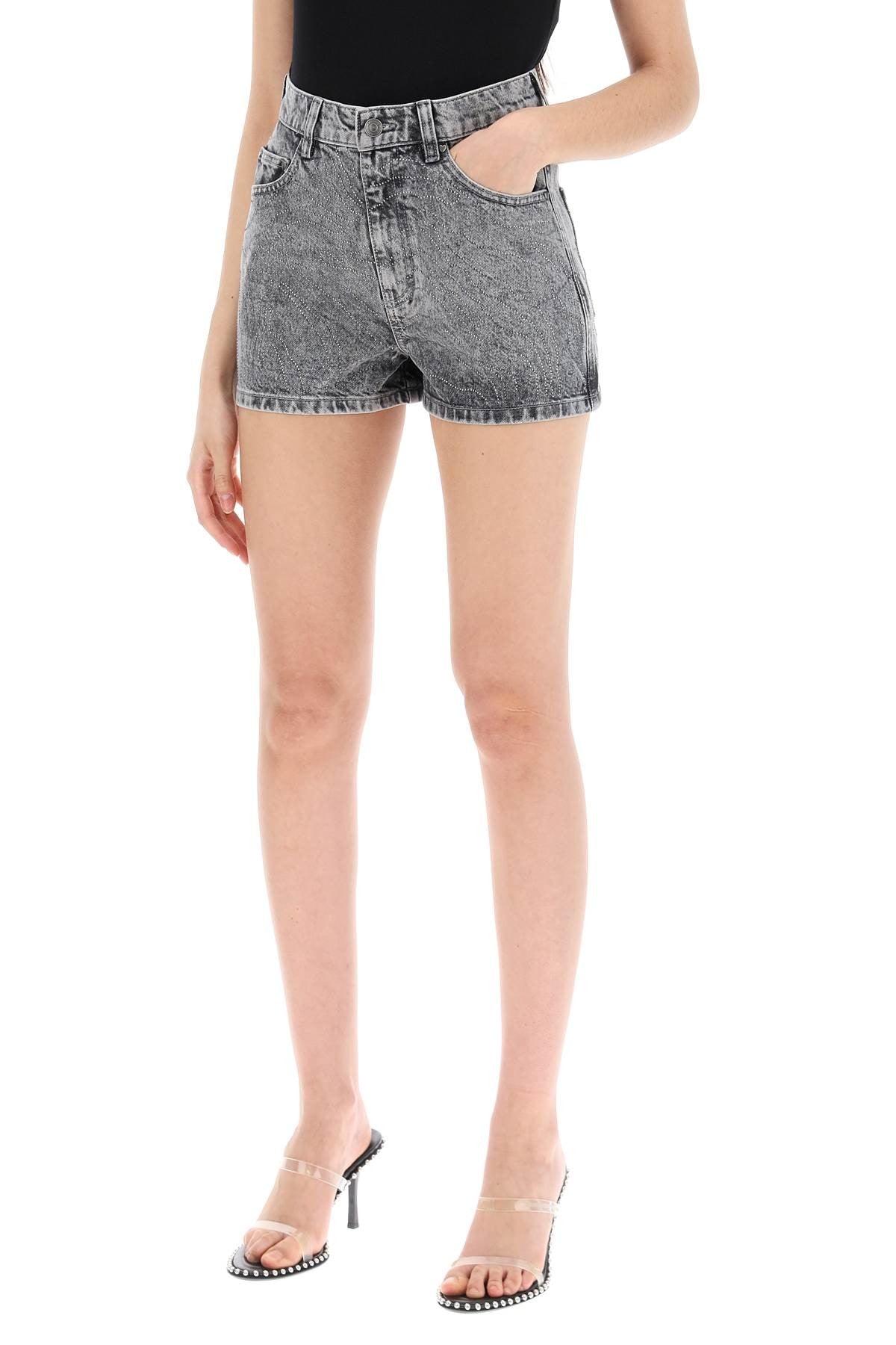 ROTATE denim shorts with rhinestone