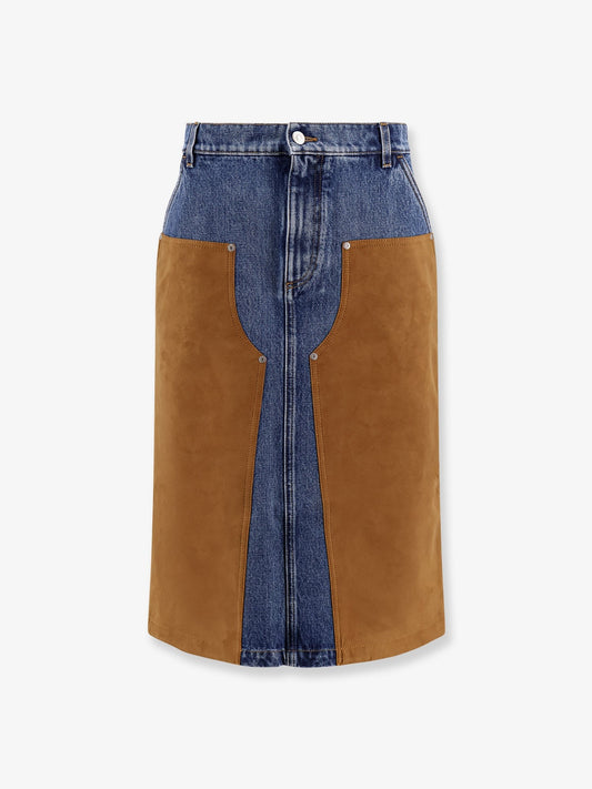 stella mccartney Denim skirt with suede inserts