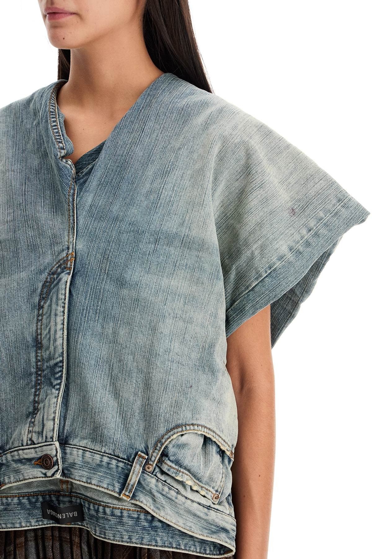 Balenciaga denim top with trompe l