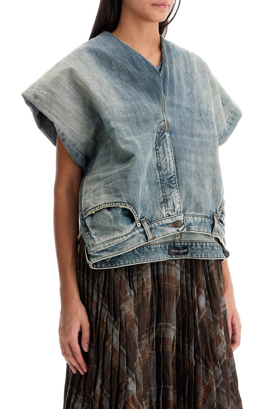 Balenciaga denim top with trompe l