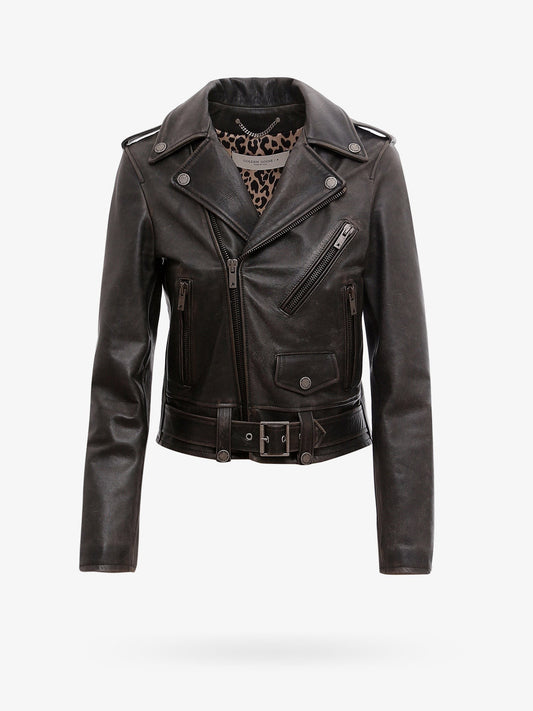 Golden Goose Deluxe Brand Destiny slim fit leather biker with lived-in effect