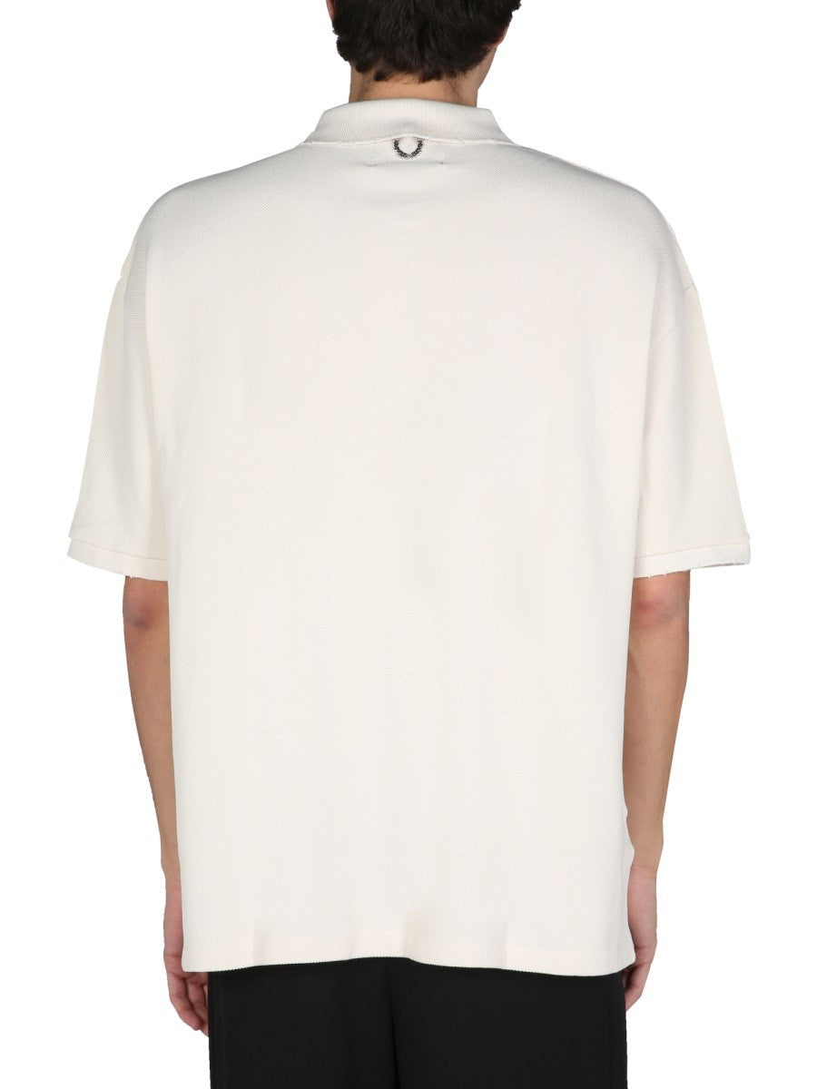 FRED PERRY X RAF SIMONS DISTRESSED OVERSIZED POLO SHIRT