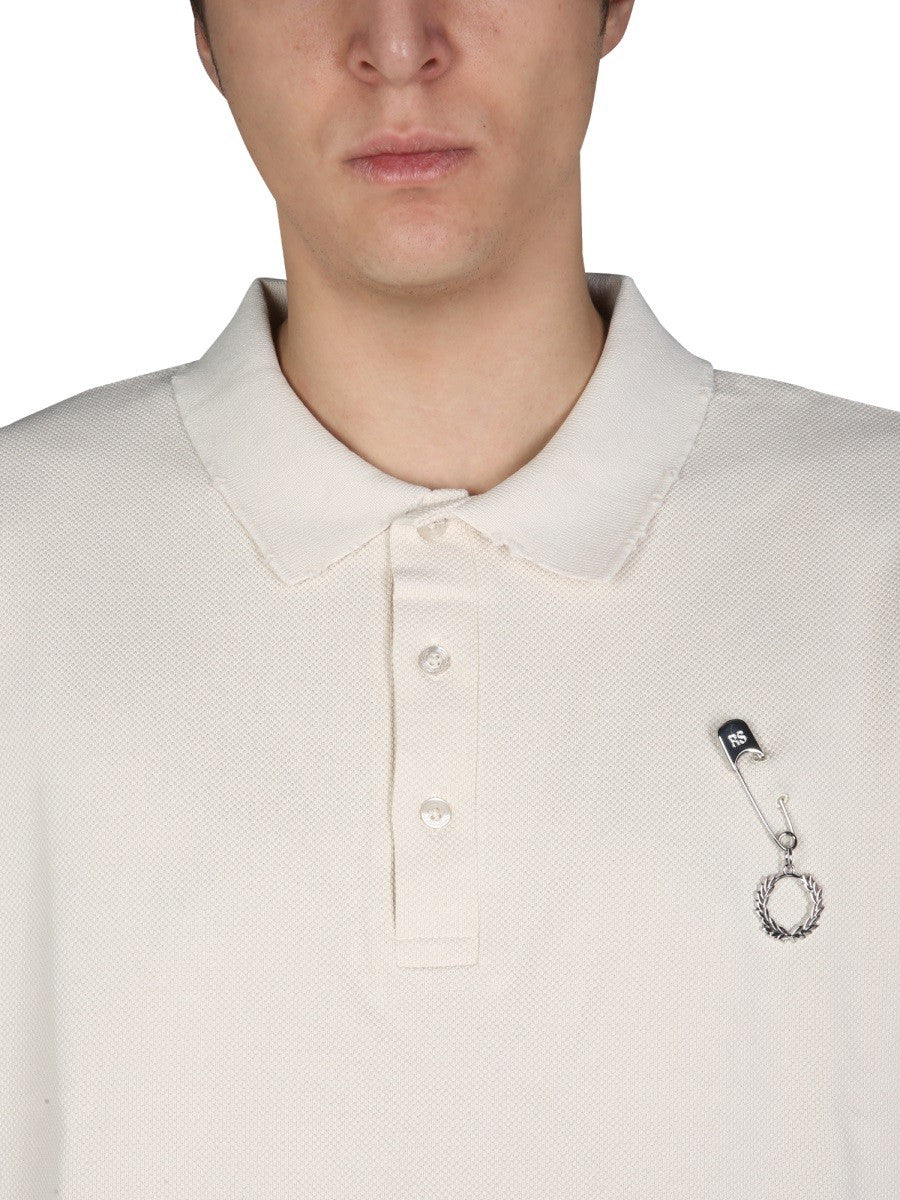 FRED PERRY X RAF SIMONS DISTRESSED OVERSIZED POLO SHIRT