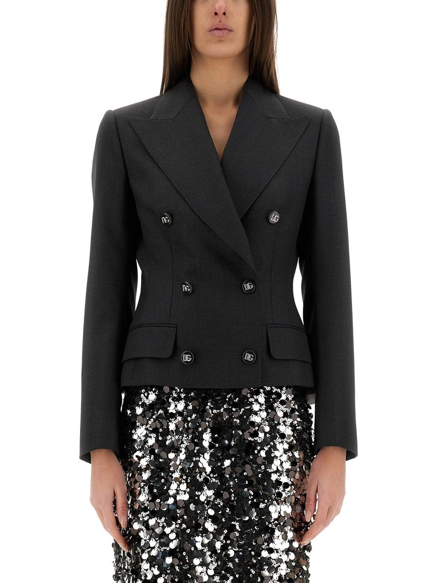 Dolce & Gabbana DOLCE DOUBLE-BREASTED JACKET WITH DG LOGO BUTTONS