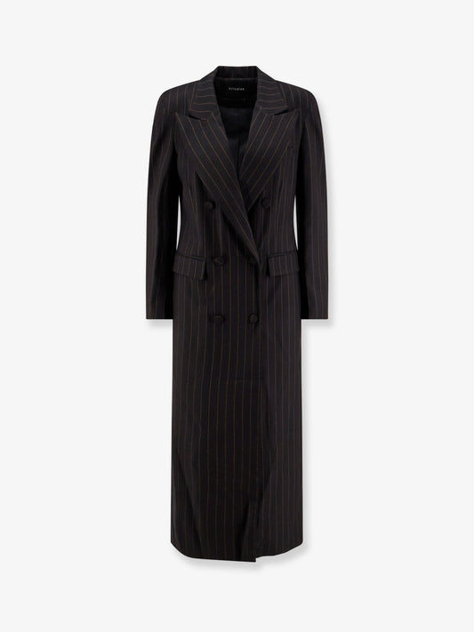 Actualee Double-breasted pinstriped coat